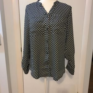 Jones New York polka dot button down shirt